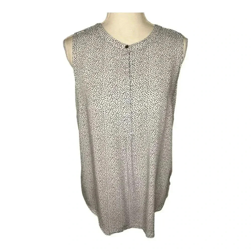 Liz Claiborne Studio Women's Small Polka Dot Sleeveless‎ Blouse Black & White
